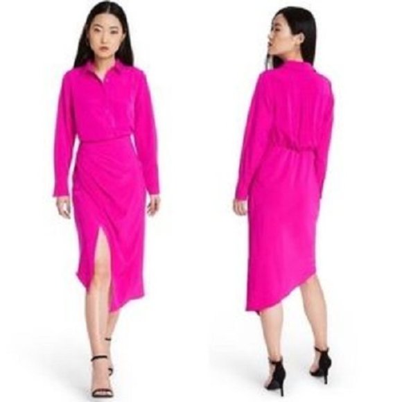 Cushnie Dress Asymmetric Magenta Pink Long Sleeve Size 0 - Picture 1 of 13